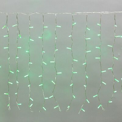 NEON-NIGHT 235-104 Гирлянда светодиодная Занавес 2x0,8м 160 LED ЗЕЛЕНЫЙ прозрачный ПВХ IP65 постоянное свечение 230В блок в комплекте NEON-NIGHT