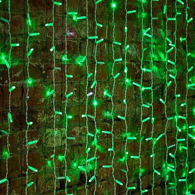 NEON-NIGHT 235-114 Гирлянда светодиодная Занавес 2х1,5м 360 LED ЗЕЛЕНЫЙ белый ПВХ IP65 постоянное свечение 230В блок в комплекте NEON-NIGHT