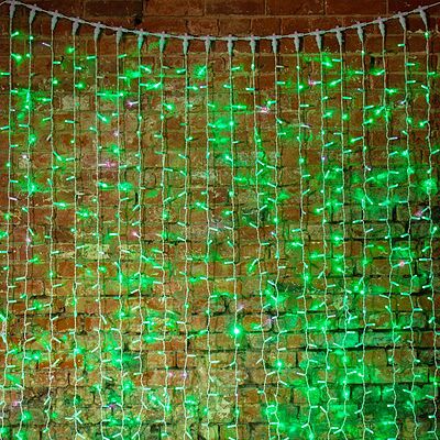 NEON-NIGHT 235-114 Гирлянда светодиодная Занавес 2х1,5м 360 LED ЗЕЛЕНЫЙ белый ПВХ IP65 постоянное свечение 230В блок в комплекте NEON-NIGHT