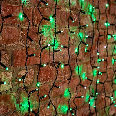 NEON-NIGHT 235-124 Гирлянда светодиодная Занавес 2х1,5м 360 LED ЗЕЛЕНЫЙ зеленый ПВХ IP54 постоянное свечение 230В блок в комплекте NEON-NIGHT