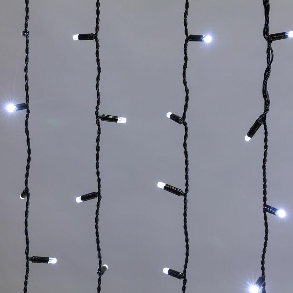 NEON-NIGHT 235-125 Гирлянда светодиодная Занавес 2х1,5м 300 LED БЕЛЫЙ черный ПВХ IP65 постоянное свечение 230В нужен блок 303-500 NEON-NIGHT