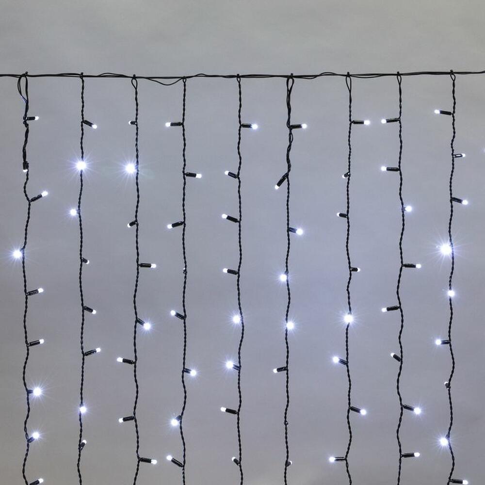 NEON-NIGHT 235-125 Гирлянда светодиодная Занавес 2х1,5м 300 LED БЕЛЫЙ черный ПВХ IP65 постоянное свечение 230В нужен блок 303-500 NEON-NIGHT