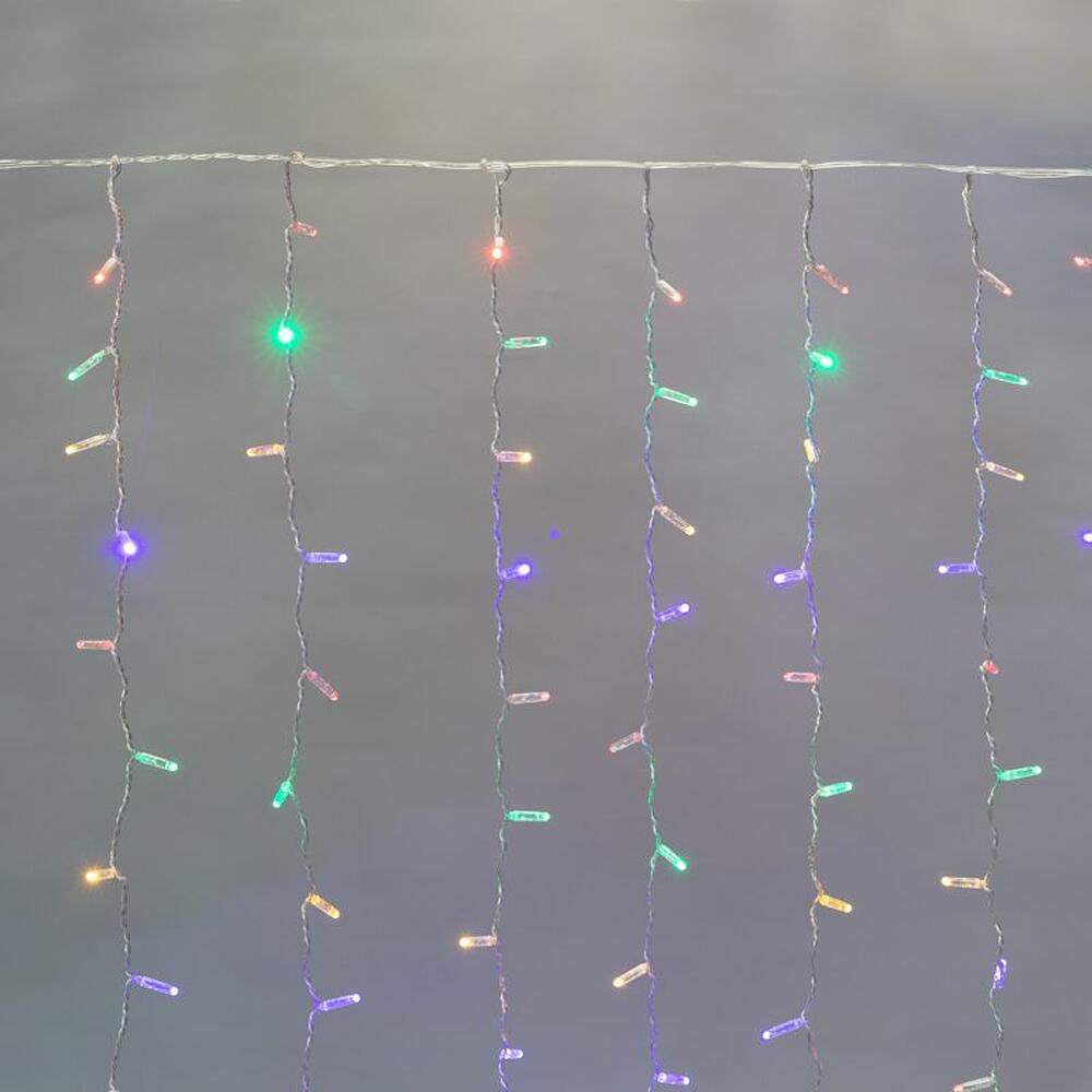 NEON-NIGHT 235-159-6 Гирлянда светодиодная Занавес 2х3м 448 LED МУЛЬТИКОЛОР прозрачный ПВХ IP65 постоянное свечение 230В нужен блок 303-500-1 NEON-NIGHT