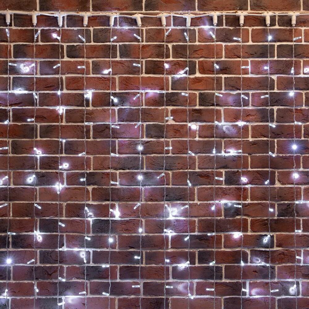 NEON-NIGHT 235-175 Гирлянда светодиодная Занавес 2х6м 768 LED БЕЛЫЙ прозрачный ПВХ IP65 постоянное свечение 230В нужен блок 303-500-1 NEON-NIGHT