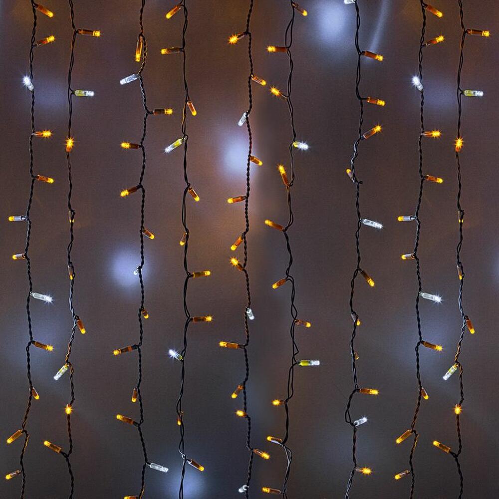 NEON-NIGHT 235-225 Гирлянда светодиодная Занавес 2х1,5м 360 LED ЖЕЛТЫЙ белый ПВХ IP65 эффект мерцания 230В блок в комплекте NEON-NIGHT