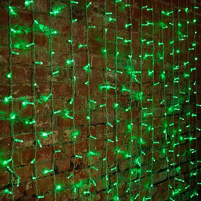 NEON-NIGHT 235-304 Гирлянда светодиодная Занавес 2х1,5м 360 LED ЗЕЛЕНЫЙ прозрачный ПВХ IP65 постоянное свечение 230В блок в комплекте NEON-NIGHT