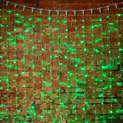 NEON-NIGHT 235-304 Гирлянда светодиодная Занавес 2х1,5м 360 LED ЗЕЛЕНЫЙ прозрачный ПВХ IP65 постоянное свечение 230В блок в комплекте NEON-NIGHT