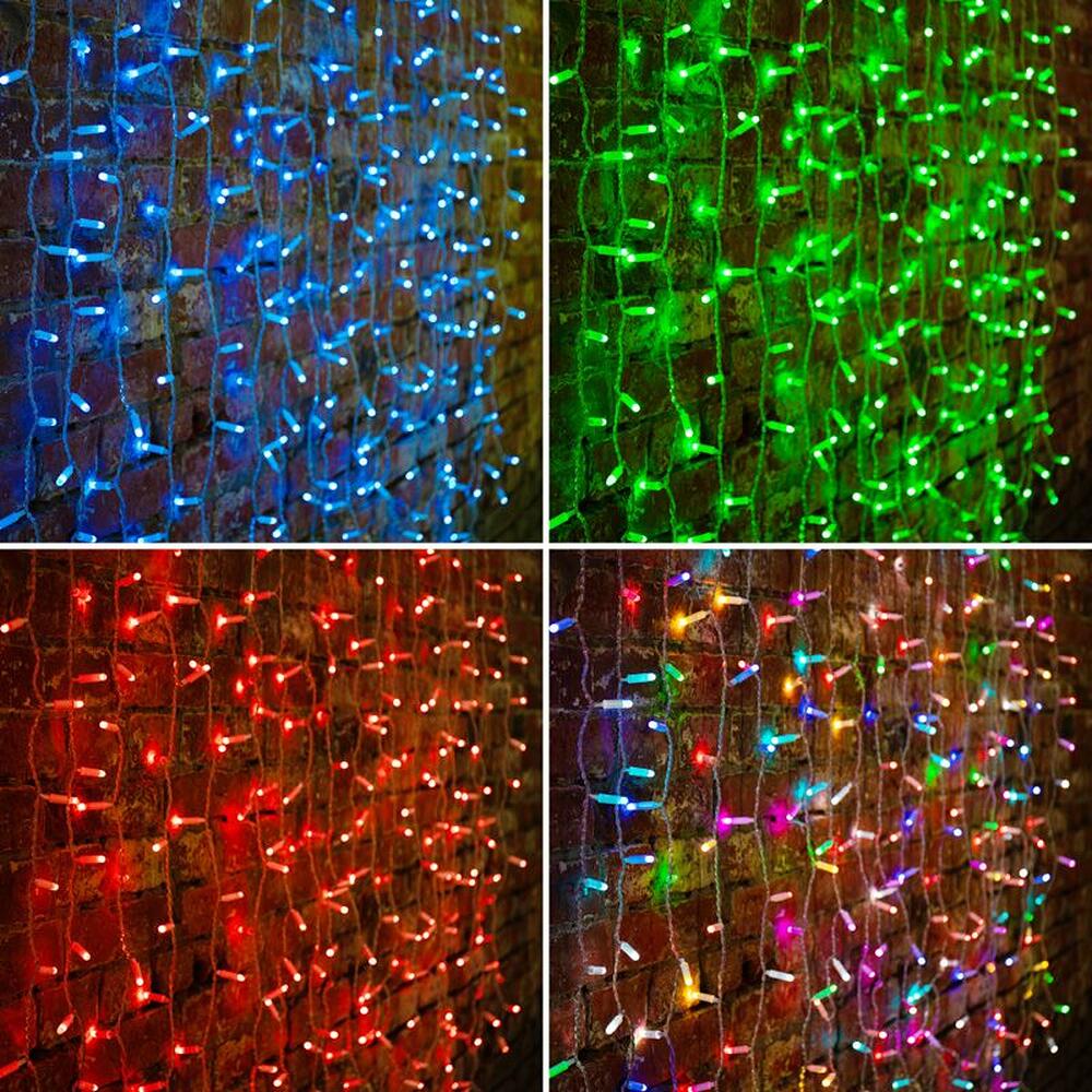NEON-NIGHT 245-309 Гирлянда светодиодная Занавес 2х1,5м 300 LED RGB прозрачный ПВХ IP65 для свечения с динамикой 230В нужен контроллер 245-908 NEON-NIGHT