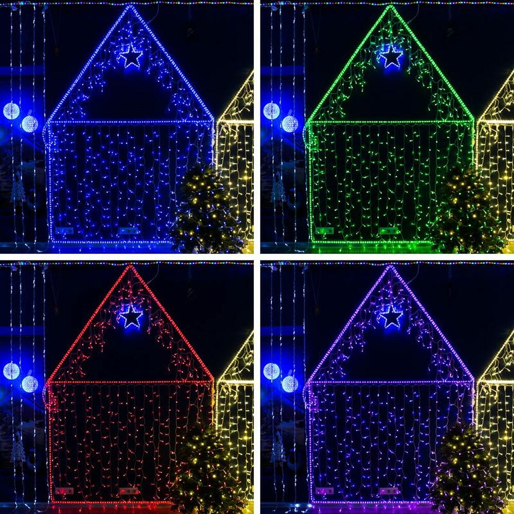 NEON-NIGHT 245-309 Гирлянда светодиодная Занавес 2х1,5м 300 LED RGB прозрачный ПВХ IP65 для свечения с динамикой 230В нужен контроллер 245-908 NEON-NIGHT