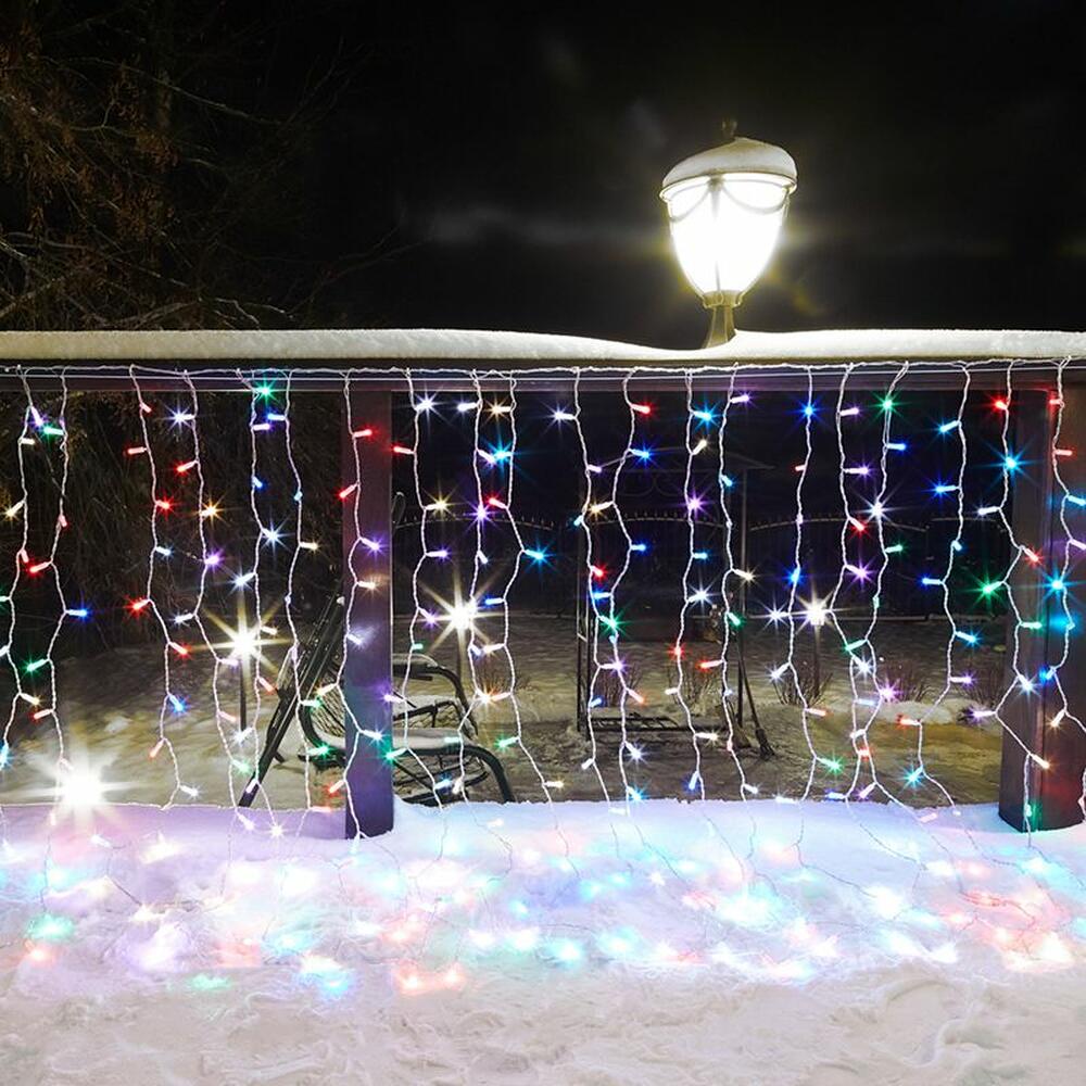 NEON-NIGHT 245-309 Гирлянда светодиодная Занавес 2х1,5м 300 LED RGB прозрачный ПВХ IP65 для свечения с динамикой 230В нужен контроллер 245-908 NEON-NIGHT