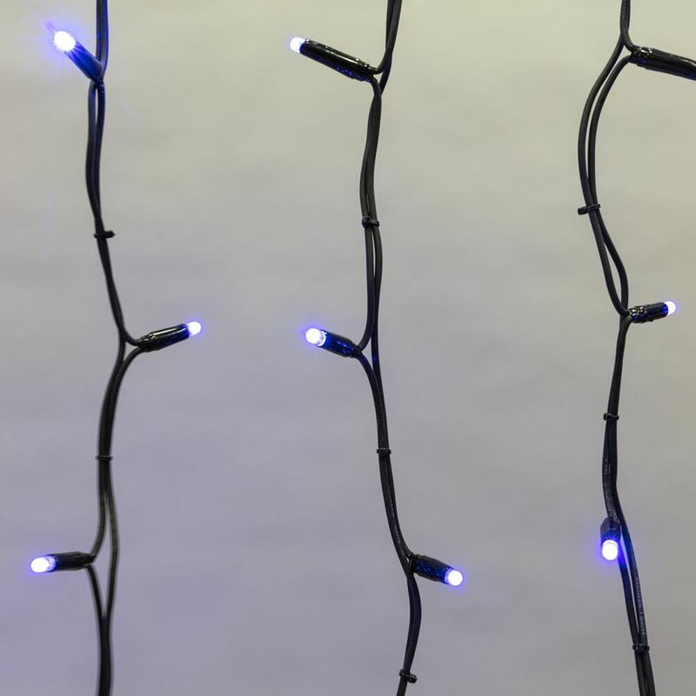 NEON-NIGHT 255-243 Гирлянда светодиодная Бахрома (Айсикл) 5,6x0,9м 240 LED СИНИЙ черный каучук 3,3мм IP67 постоянное свечение 230В блок в комплекте NEON-NIGHT