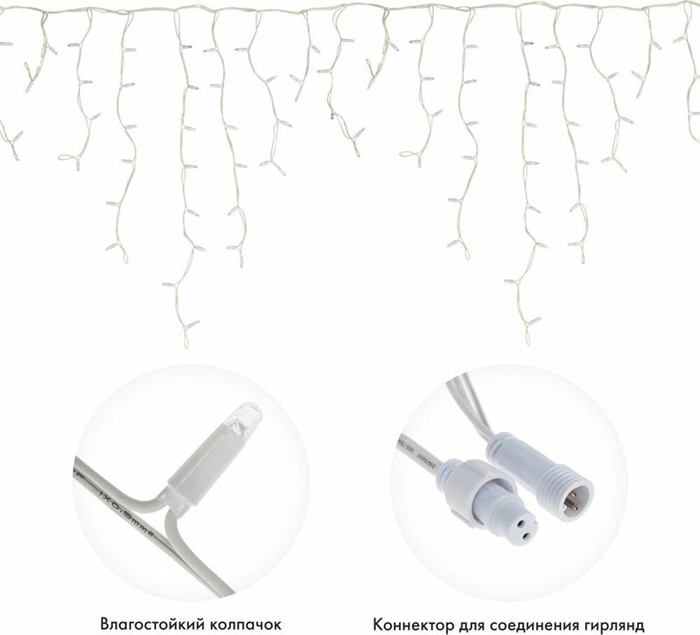 NEON-NIGHT 255-263 Гирлянда светодиодная Бахрома (Айсикл) 5,6x0,9м 240 LED СИНИЙ белый каучук 2,3мм IP67 эффект мерцания 230В нужен блок 315-001 NEON-NIGHT