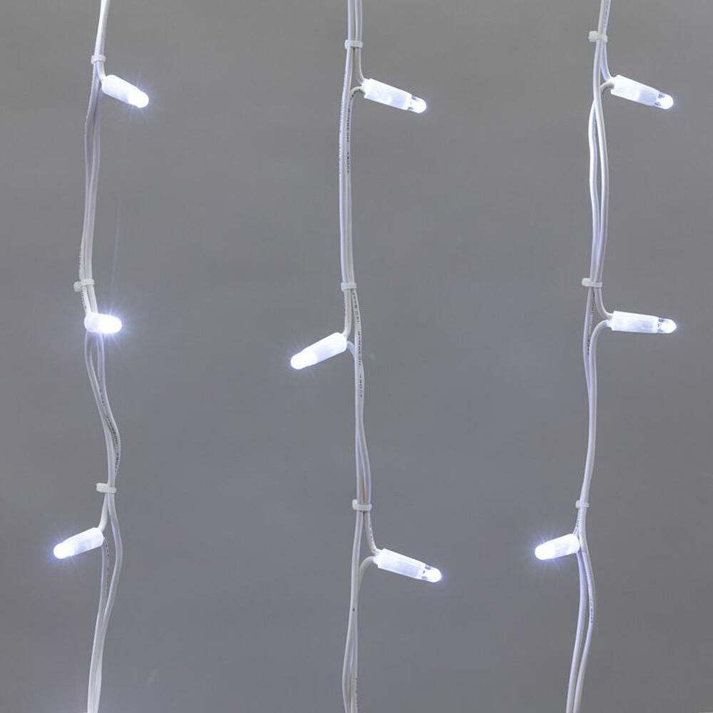 NEON-NIGHT 255-285 Гирлянда светодиодная Бахрома (Айсикл) 5,6x0,9м 240 LED БЕЛЫЙ белый каучук 3,3мм IP67 постоянное свечение 230В нужен блок 315-001 NEON-NIGHT