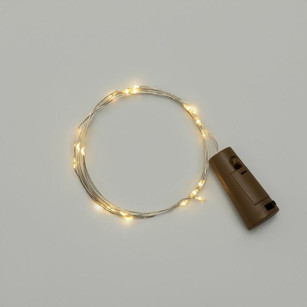 NEON-NIGHT 302-026 Гирлянда светодиодная Роса с пробкой 2м, 20LED, ТЕПЛЫЙ БЕЛЫЙ, IP20, 3хLR44 в комплекте NEON-NIGHT