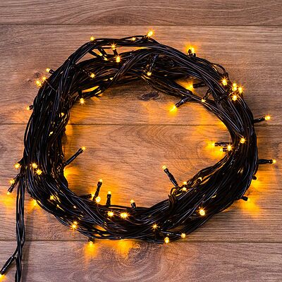 NEON-NIGHT 303-131 Гирлянда Нить управляемая 10м 100 LED ЖЕЛТЫЙ черный ПВХ IP65 свечение с динамикой 230В контроллер в комплекте NEON-NIGHT
