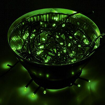NEON-NIGHT 303-137 Гирлянда Нить управляемая 10м 100 LED ЗЕЛЕНЫЙ черный ПВХ IP65 свечение с динамикой 230В контроллер в комплекте NEON-NIGHT