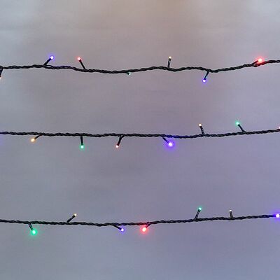 NEON-NIGHT 303-139 Гирлянда Нить управляемая 10м 100 LED МУЛЬТИКОЛОР (RGYB) черный ПВХ IP65 свечение с динамикой 230В нужен контроллер 217-204 NEON-NIGHT