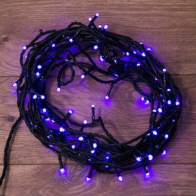 NEON-NIGHT 303-154 Гирлянда Нить управляемая 10м 100 LED ФИОЛЕТОВЫЙ черный ПВХ IP65 свечение с динамикой 230В контроллер в комплекте NEON-NIGHT
