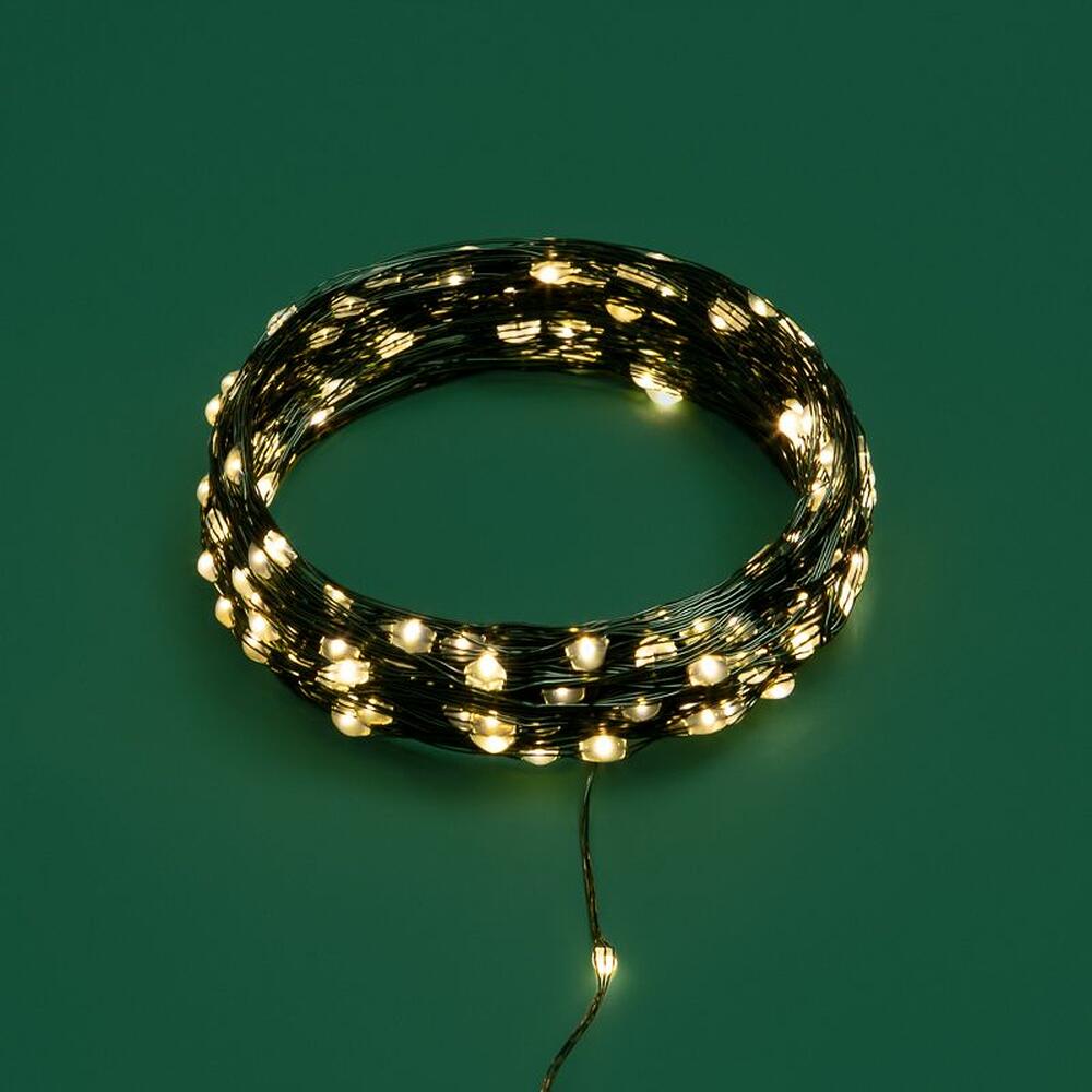 NEON-NIGHT 303-266 Гирлянда светодиодная Роса с контроллером 20м, 200LED, ТЕПЛЫЙ БЕЛЫЙ, IP20, 230В, зеленый провод NEON-NIGHT