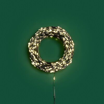 NEON-NIGHT 303-296 Гирлянда светодиодная Роса с контроллером 100м, 1000LED, ТЕПЛЫЙ БЕЛЫЙ, IP20, 230В, зеленый провод NEON-NIGHT