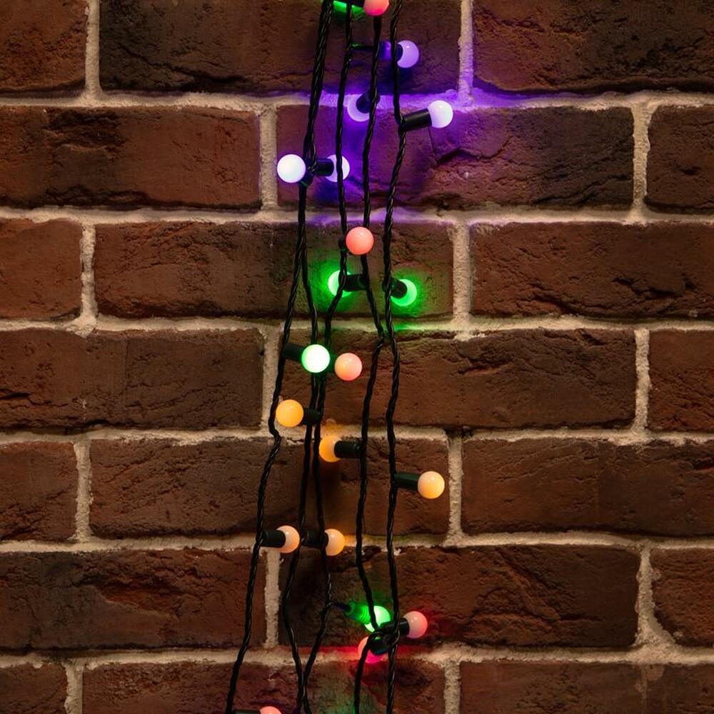 NEON-NIGHT 303-509-6 Гирлянда Мультишарики Ø17,5 мм, 10 м, 80 LED МУЛЬТИ, темно-зеленый ПВХ, IP65, динамика, 230В не соединяется NEON-NIGHT