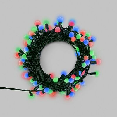 NEON-NIGHT 303-609 Гирлянда Мультишарики 20м, 200LED, диаметр 15мм, IP44, зеленый провод, свечение мульти (RG/RB), мигание, 230В NEON-NIGHT