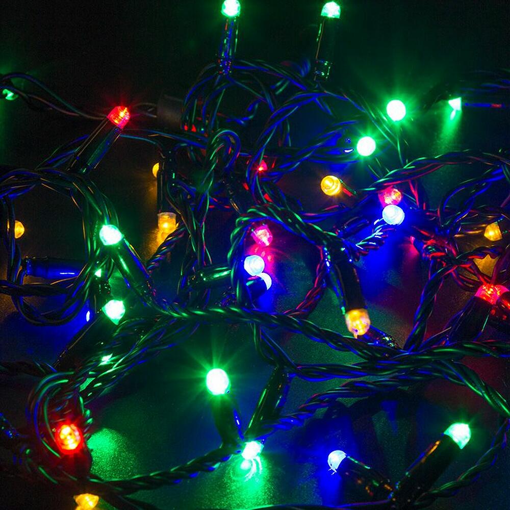 NEON-NIGHT 305-179 Гирлянда светодиодная Нить 10м 100 LED МУЛЬТИКОЛОР черный ПВХ IP65 постоянное свечение 230В соединяется нужен блок 303-500 NEON-NIGHT