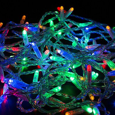 NEON-NIGHT 305-189 Гирлянда светодиодная Нить 10м 100 LED МУЛЬТИКОЛОР прозрачный ПВХ IP65 постоянное свечение 230В соединяется нужен блок 303-500-1 NEON-NIGHT