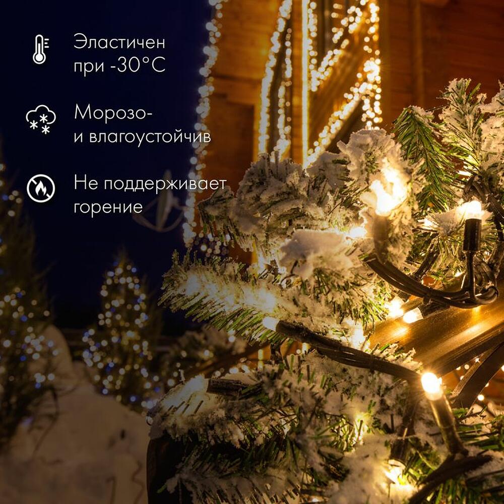 NEON-NIGHT 305-233 Гирлянда светодиодная Нить 10м 100 LED СИНИЙ белый ПВХ IP65 эффект мерцания 24В соединяется NEON-NIGHT нужен трансформатор 531-100/531-311/531-312