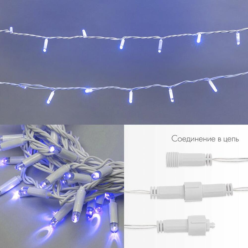 NEON-NIGHT 305-233 Гирлянда светодиодная Нить 10м 100 LED СИНИЙ белый ПВХ IP65 эффект мерцания 24В соединяется NEON-NIGHT нужен трансформатор 531-100/531-311/531-312