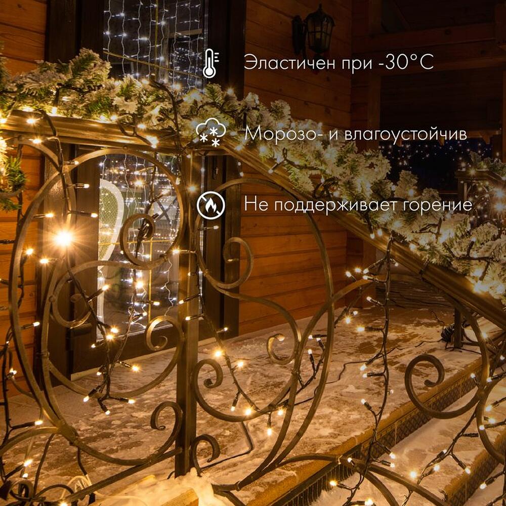NEON-NIGHT 305-283 Гирлянда светодиодная Нить 10м 100 LED СИНИЙ прозрачный ПВХ IP65 эффект мерцания 230В соединяется нужен блок 303-500-1 NEON-NIGHT