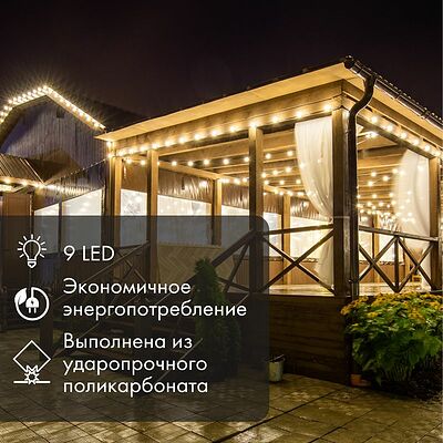 NEON-NIGHT 405-215 Лампа светодиодная, диаметр 50мм, E27, 9 LED, 1Вт, БЕЛЫЙ, прозрачная колба, 230В NEON-NIGHT