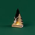 NEON-NIGHT 504-002 Деревянная фигурка с подсветкой Елочка с оленем 12x6x21,5 см