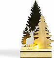 NEON-NIGHT 504-002 Деревянная фигурка с подсветкой Елочка с оленем 12x6x21,5 см