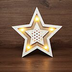 NEON-NIGHT 504-027 Деревянная фигура с подсветкой Звезда двойная 30х4х30 см