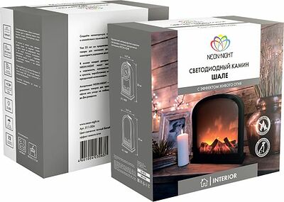 NEON-NIGHT 511-006 Светодиодный камин Шале с эффектом живого огня 30х13х28 см, батарейки 3хС (не в комплекте) или от USB (в комплекте)