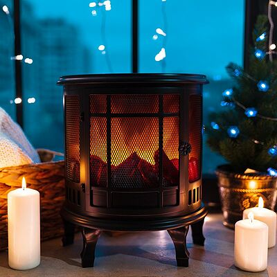 NEON-NIGHT 511-032 Светодиодный камин Винтаж с эффектом живого огня 30х16х35,5 см, батарейки 3хС (не в комплекте) и USB (в комплекте)