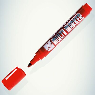 Noname 08-8603 Маркер перманентный Multi Marker 3мм, красный, пулевидный Crown