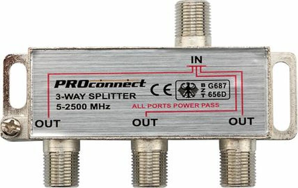 PROconnect 05-6202-4 Делитель ТВх3 под F-разъем, 5-2500МГц СПУТНИК PROconnect