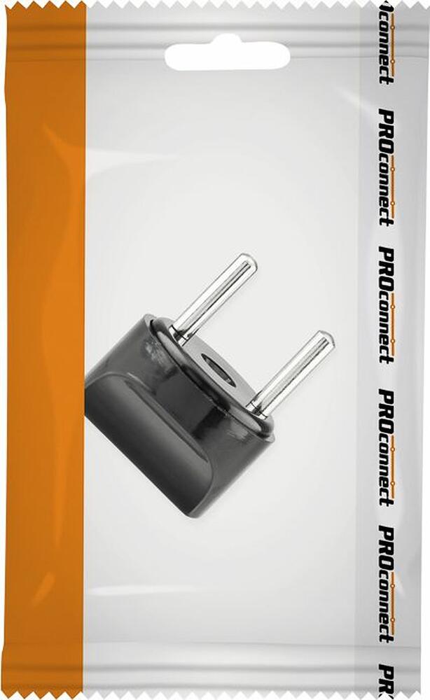 PROconnect 11-1067-9 Адаптер сетевой (переходник) с Евро А/F на вилку С1 CEE 7/2 «Питер» 6А б/з черный PROconnect (пакет БОПП 1 шт/уп.)