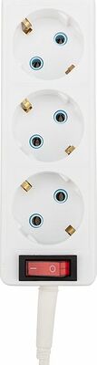 PROconnect 11-7207 Удлинитель 3 гнезда, 10м, 3х0,75мм², с/з, с кнопкой, белый PROconnect