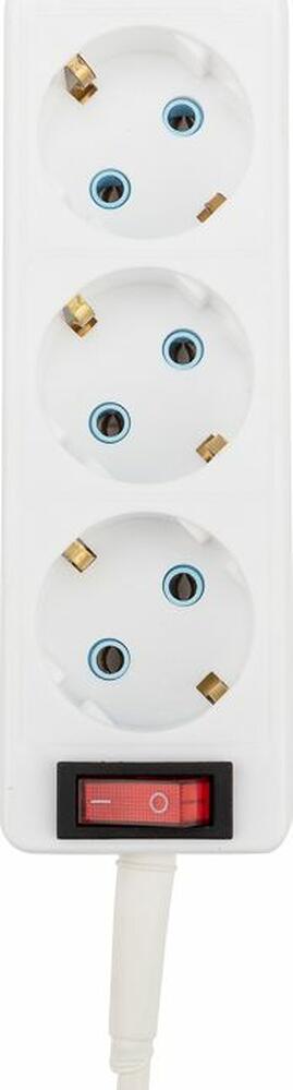 PROconnect 11-7207 Удлинитель 3 гнезда, 10м, 3х0,75мм², с/з, с кнопкой, белый PROconnect