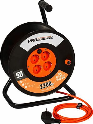 PROconnect 11-7607 Удлинитель силовой на катушке 4 гнезда с/з 50м 3х1мм² PROconnect