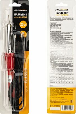 PROconnect 12-0121-4 Паяльник долговечное жало, серия Classic, 25Вт, 230В, блистер PROconnect