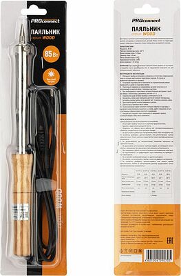 PROconnect 12-0177-4 Паяльник с деревянной ручкой, серия WOOD, 80Вт, 230В, блистер PROconnect