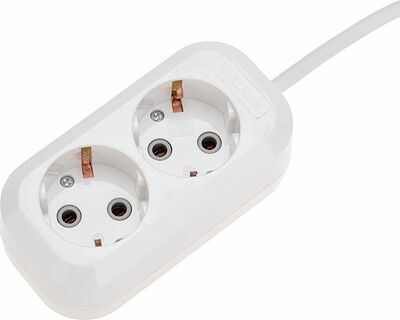 PROconnect 13-4202 Удлинитель 2 гнезда, 1,5м, 3х0,75мм², с/з, белый PROconnect