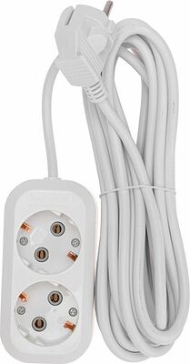 PROconnect 13-4204 Удлинитель 2 гнезда, 5м, 3х0,75мм², с/з, белый PROconnect