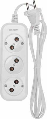 PROconnect 13-4205 Удлинитель 3 гнезда, 1,5м, 2х0,75мм², б/з, белый PROconnect