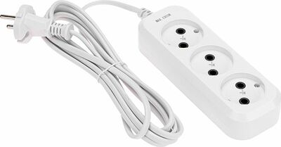 PROconnect 13-4206 Удлинитель 3 гнезда, 3м, 2х0,75мм², б/з, белый PROconnect