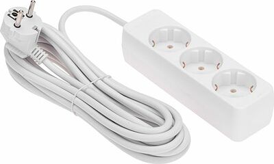 PROconnect 13-4210 Удлинитель 3 гнезда, 5м, 3х0,75мм², с/з, угловая вилка, белый PROconnect